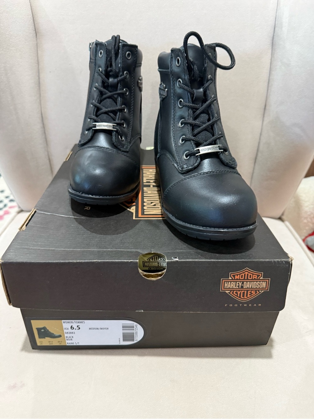 Harley-Davidson Black Lace Up Moto Boots Women’s 6.5 - Picture 2 of 7